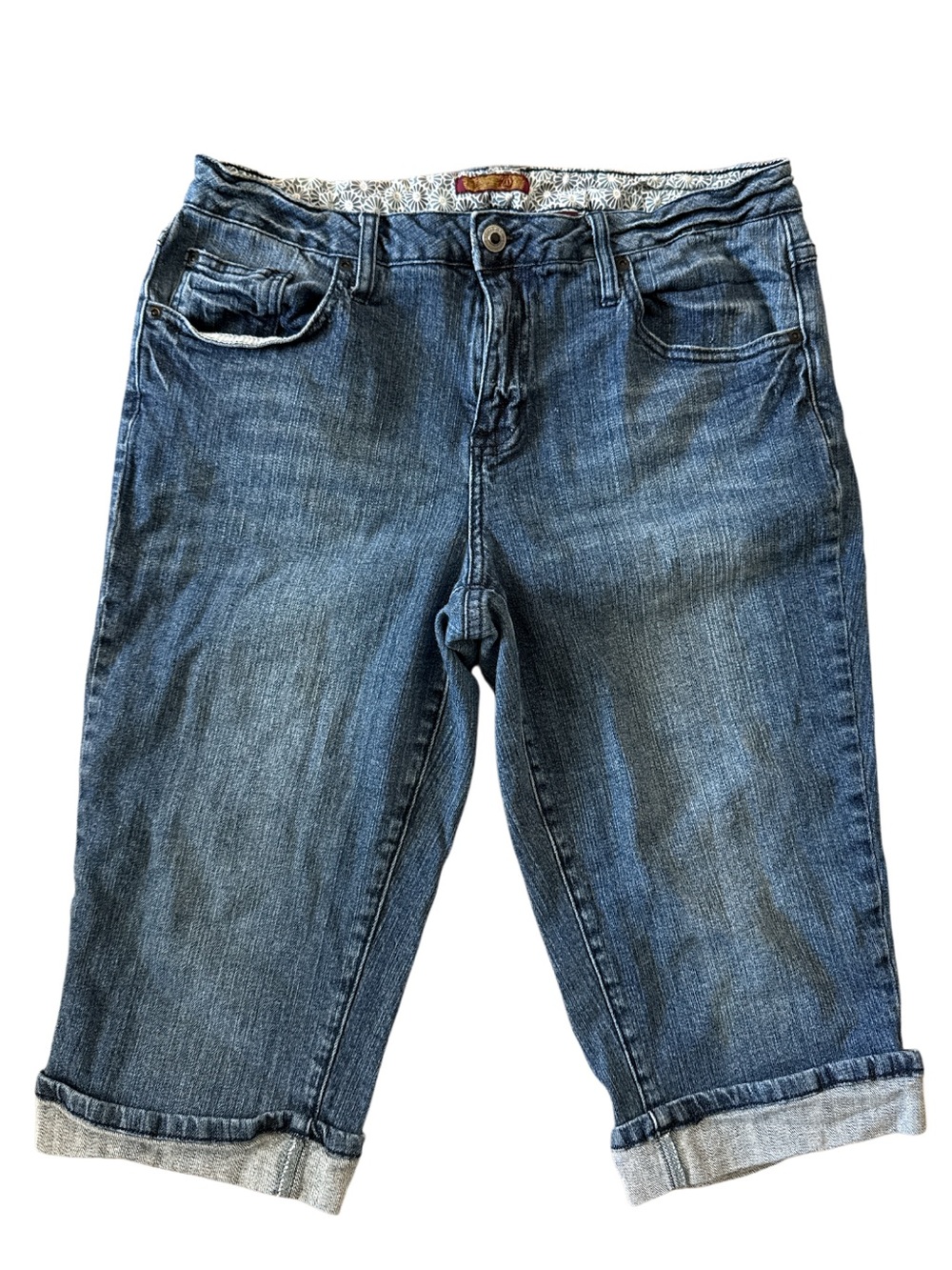 Y2K Zana Di Embroidered Denim Capris Womens Size 16 Light Wash